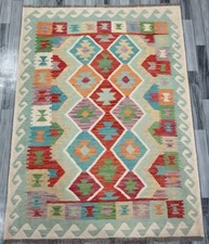 Classic Handmade Afghan/Turkish Kilim Rug, Wool Aztec Kilim Rug, Size 198x148 CM