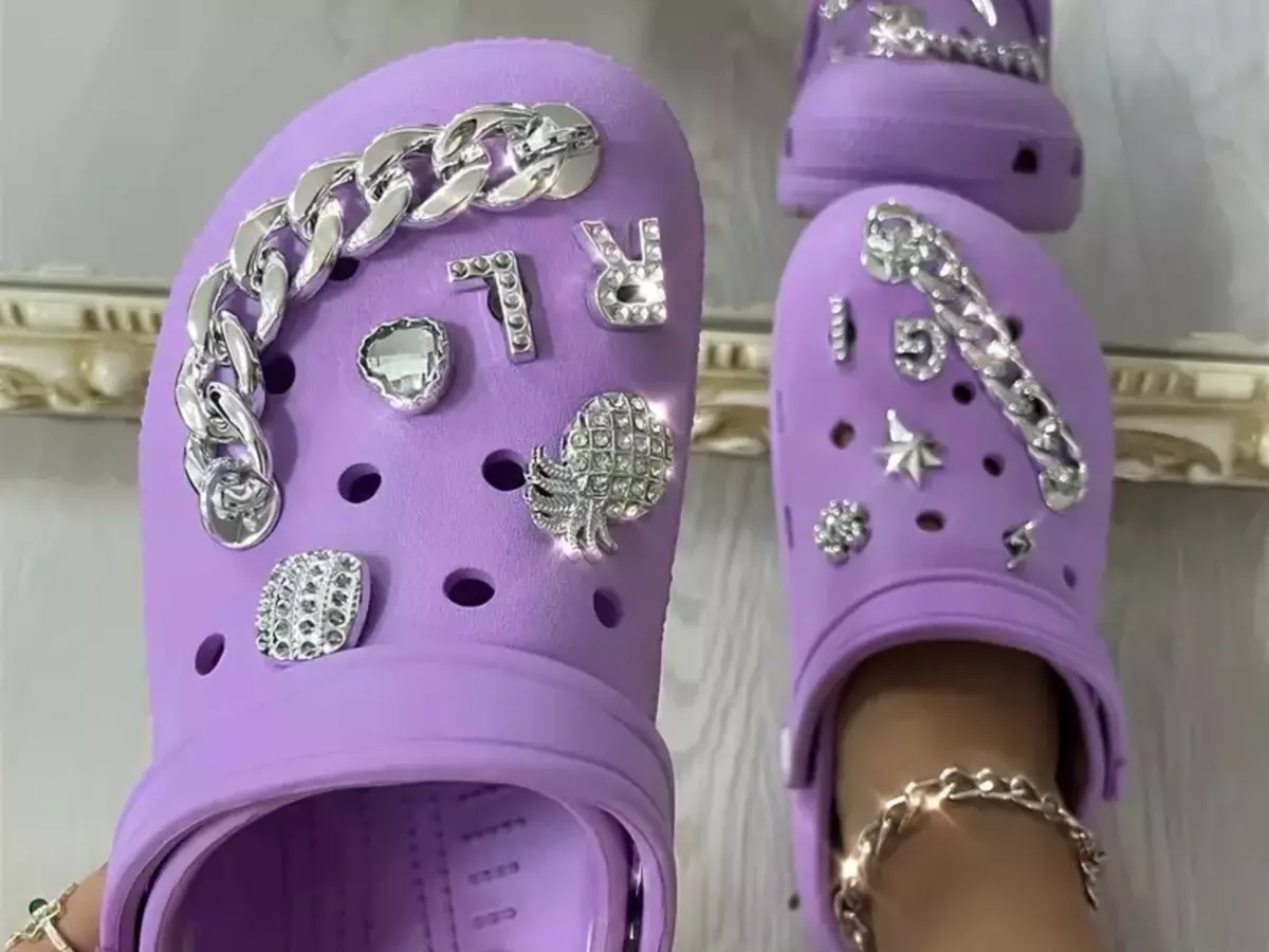 12 Pieces Bling Croc Charms Luxury Rhinestones in Silver color