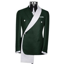 Vintage Men Blazer Suits Double Breasted Formal Slim Fit Tuxedo Shawl Lapel