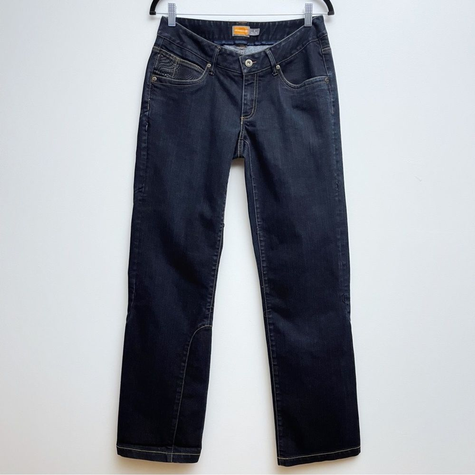 Jeans Merrell donna 8 denim scuro lavaggio vita media gamba dritta utility