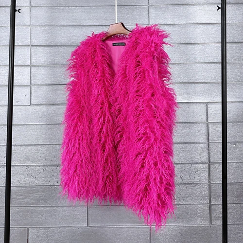 Mujeres Talla Grande Imitación Lana Piel Largo Imitación Skeep Piel Invierno Chaleco Cálido - Imagen 5 de 43