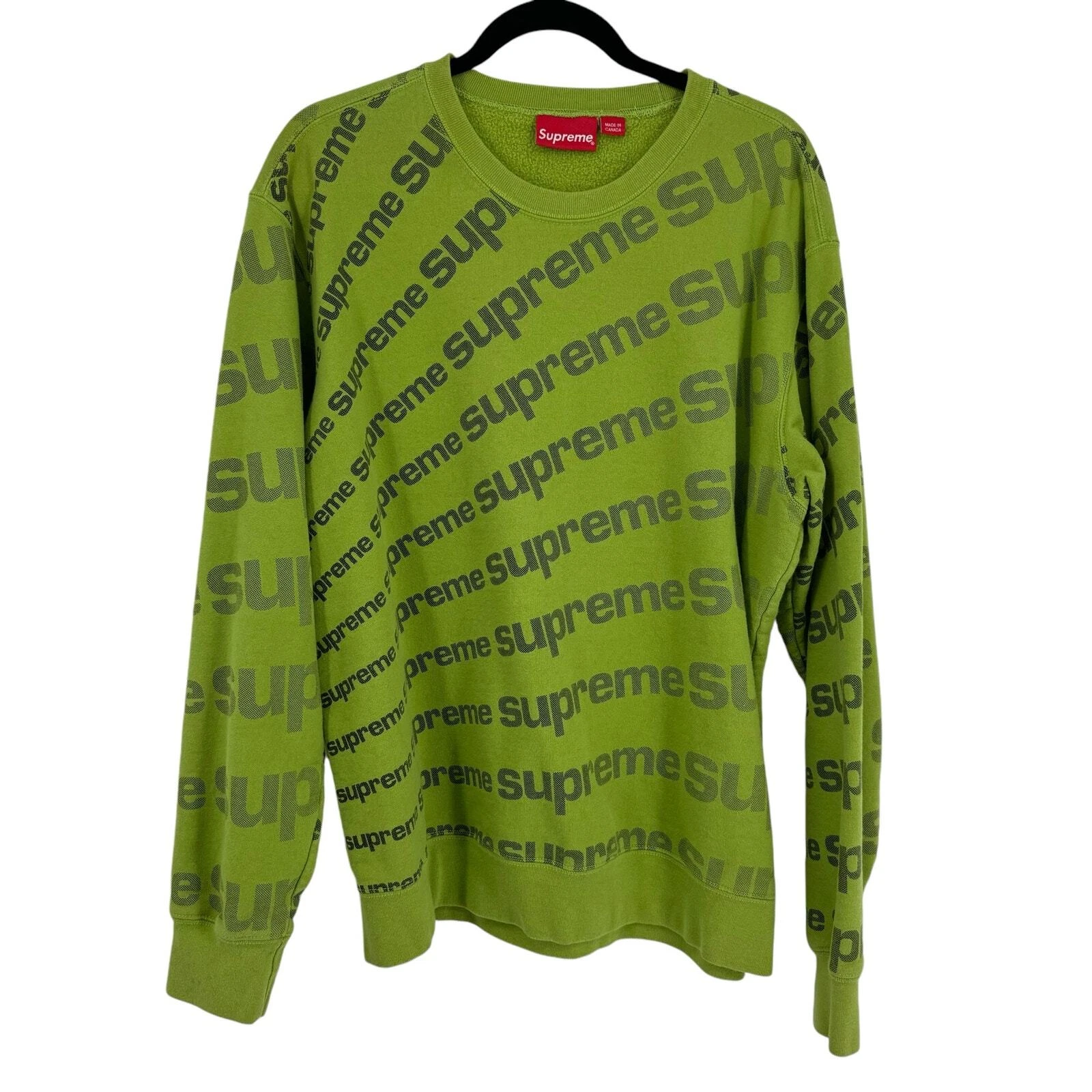 Sweat col rond Supreme Radial L vert logo évasé coton imprimé intégral