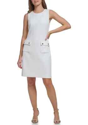 Tommy Hilfiger Women's Basketweave Sheath Dress, Ivory, Size 6 | eBay