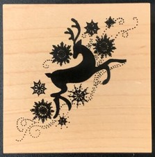 Great Impressions Christmas Majestic Reindeer Snowflake Flourish Rubber Stamp
