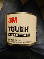 3M Tough Multi-Use Rubberized Black Duct Tape, 1.88-in x 45 Yards, 2 Pack