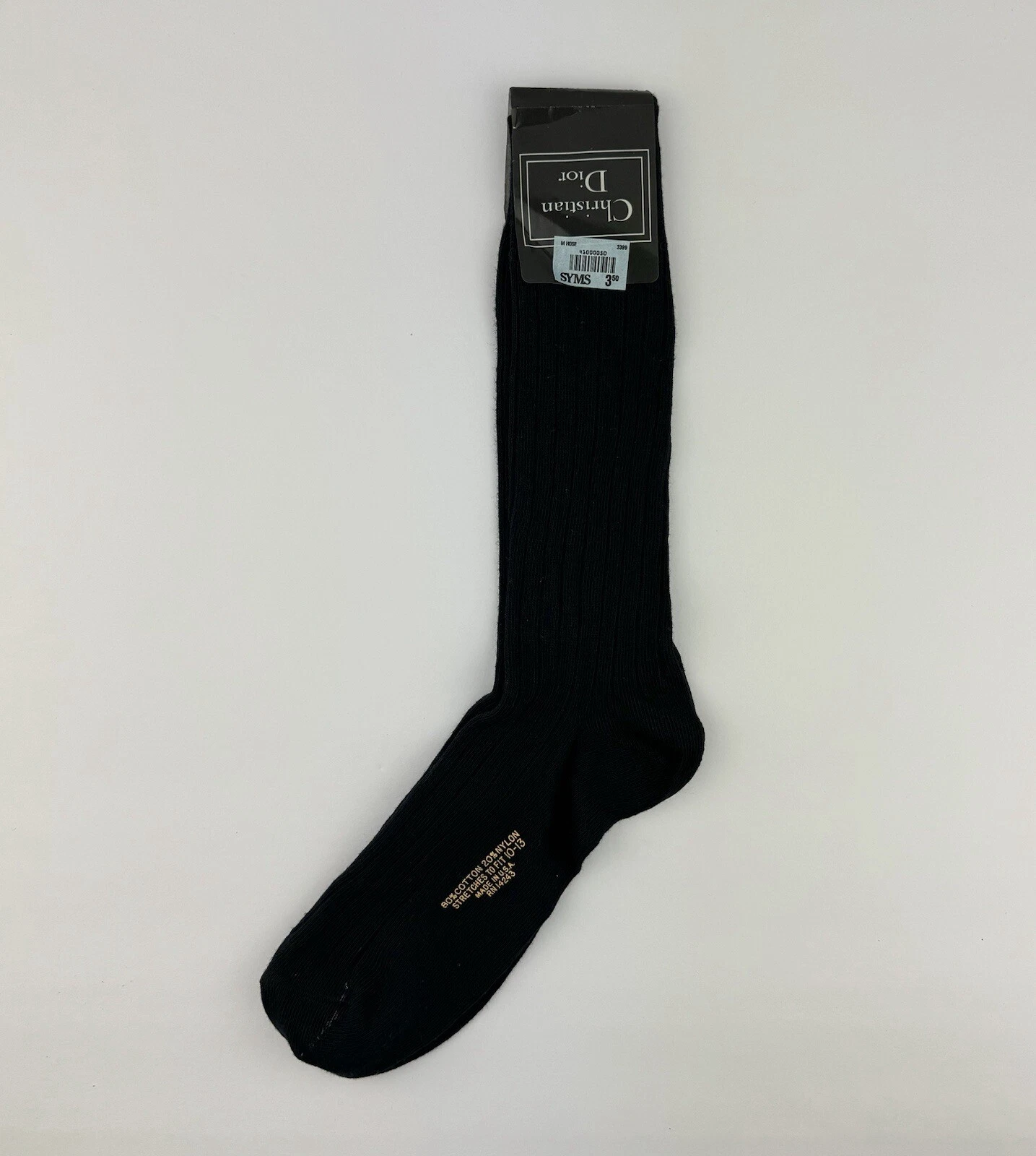 Calze eleganti uomo Christian Dior blu navy cotone nylon elasticizzato tg 10 13 made USA