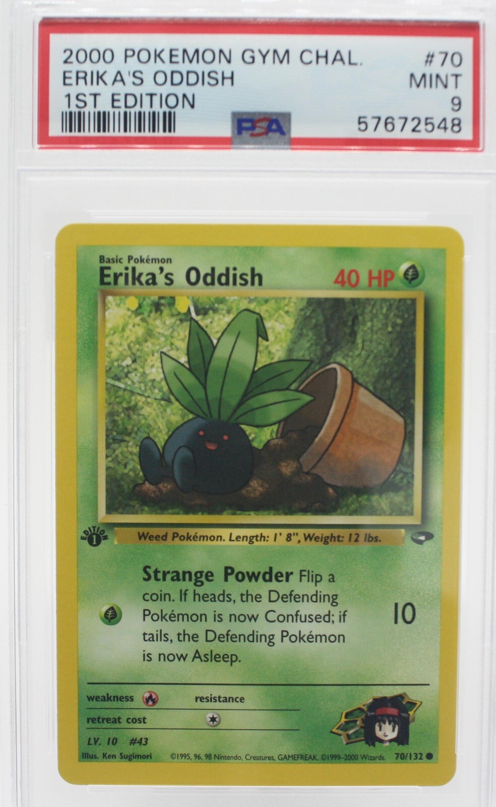 PSA 9 MINT 2000 Pokémon Gym Challenge #70 Erika's Oddish 1st Edition !!!