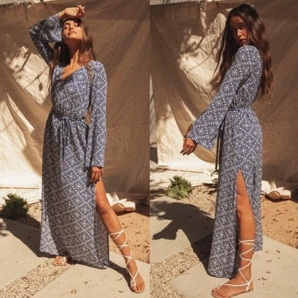 Mandala daydream blue clearance print maxi dress