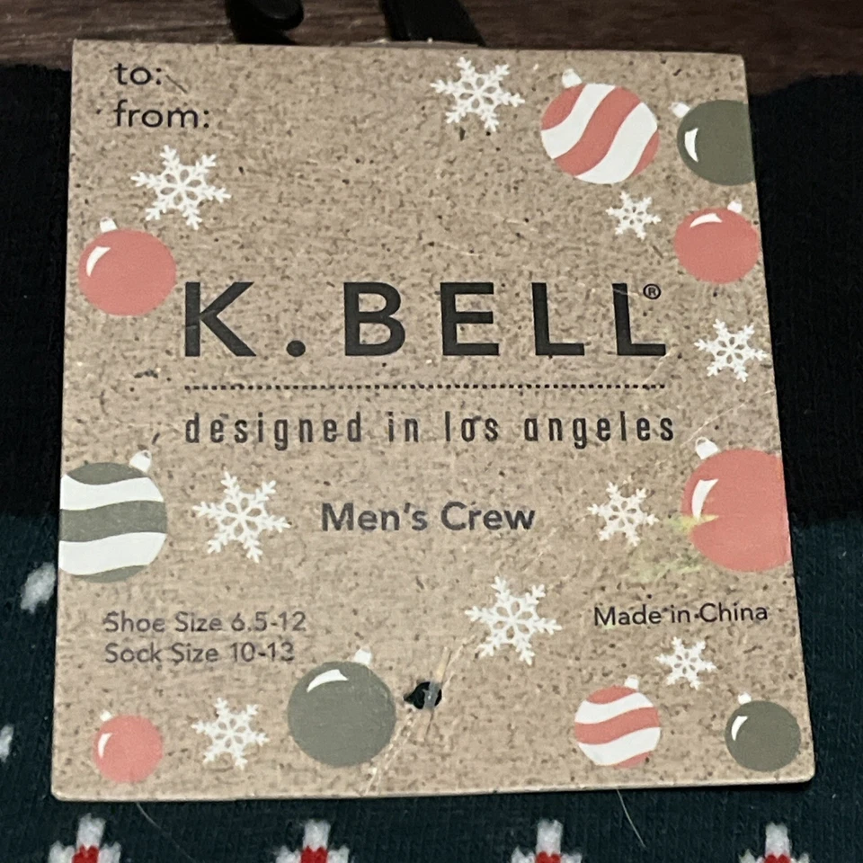 Para Hombres K Bell Novedad Crew Calcetines Árbol de Navidad Fair Isle Calcetines Un Par Foto 4 de 4