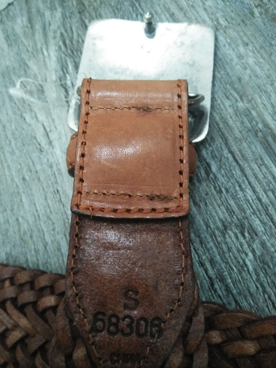 WOMEN'S SMALL CONCHO WIDE LEATHER TAN / BROWN BELT W/ SQUARE