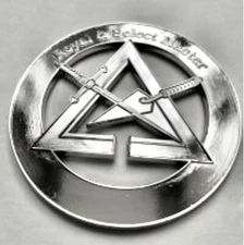 Masonic  Metal Chrome Royal and select master York Rite mason chrome emblem