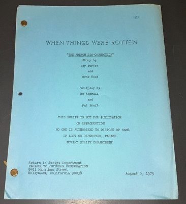 WHEN THINGS WERE ROTTEN 1975 Mel Brooks Original TV Script Blue Revision COA