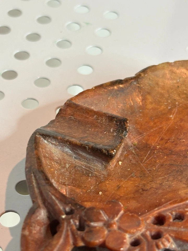 Винтажная антикварная китайская щетка ручной работы из мыльного камня стиральная машина блюдо чаша цветы - Изображение 4 из 4