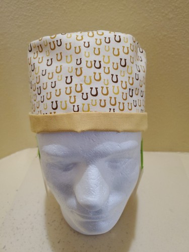 Cappello/cappello scrub chirurgico a ferro di cavallo uomo cranio/chemio fatto a mano - Foto 2 di 7