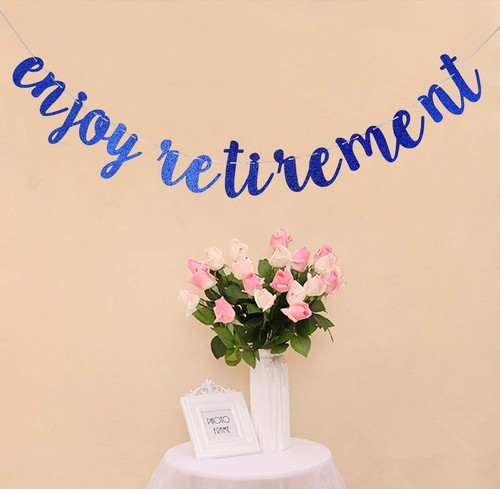 Enjoy Retirement Glittery Blue Banner, Happy Retirement, I'm Retired, Goodbye... - Picture 3 of 9