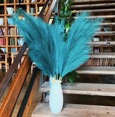 Faux Dark Green Pampas Grass Decor Tall,8PCS 43.3''/110cm, Large Artificial Pa...