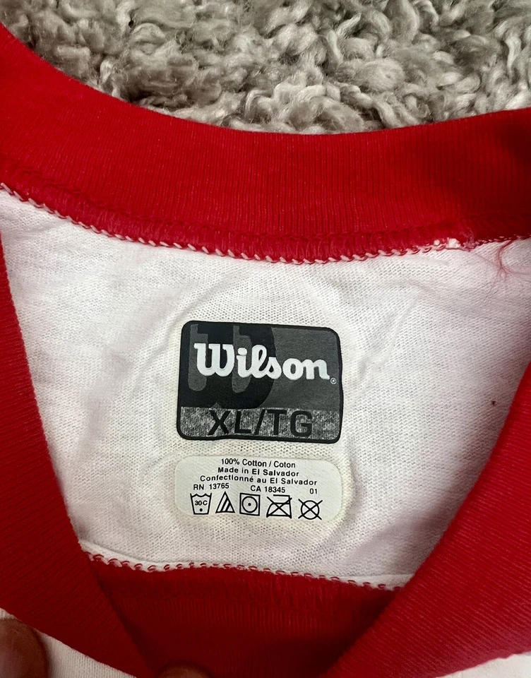 Camiseta interior de béisbol Wilson ultra seca para hombre blanca/roja talla XL Foto 3 de 4