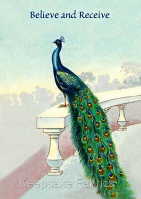 Peacock Believe & Receive Crazy Quilt Block Multi Sizes