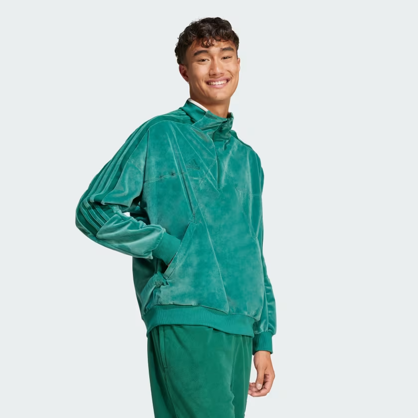 ★米国発*adidas*Sportswear M TIRO ベロアハーフZIP/GREEN★ adidas Men's Sportswear House of Tiro Velour Half-Zip Track