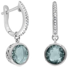 2.61CT DIAMOND  AAA GREEN AMETHYST 14KT WHITE GOLD 3D ROUND TEAR DROP EARRINGS