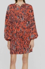 $695 Ulla Johnson Women's Red Silk Blend Sefia Long Sleeve Mini Dress Size 2