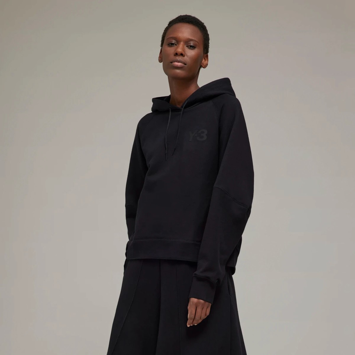 Adidas Y-3 Classic Women's Black 100% Cotton French Terry Hoodie - Main Image