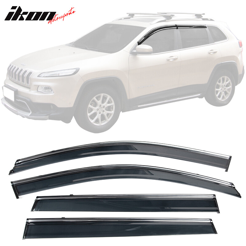 Fits 1421 Jeep Cherokee KL Polycarbonate Window Visors w/ Chrome Trim 4Pc Set eBay