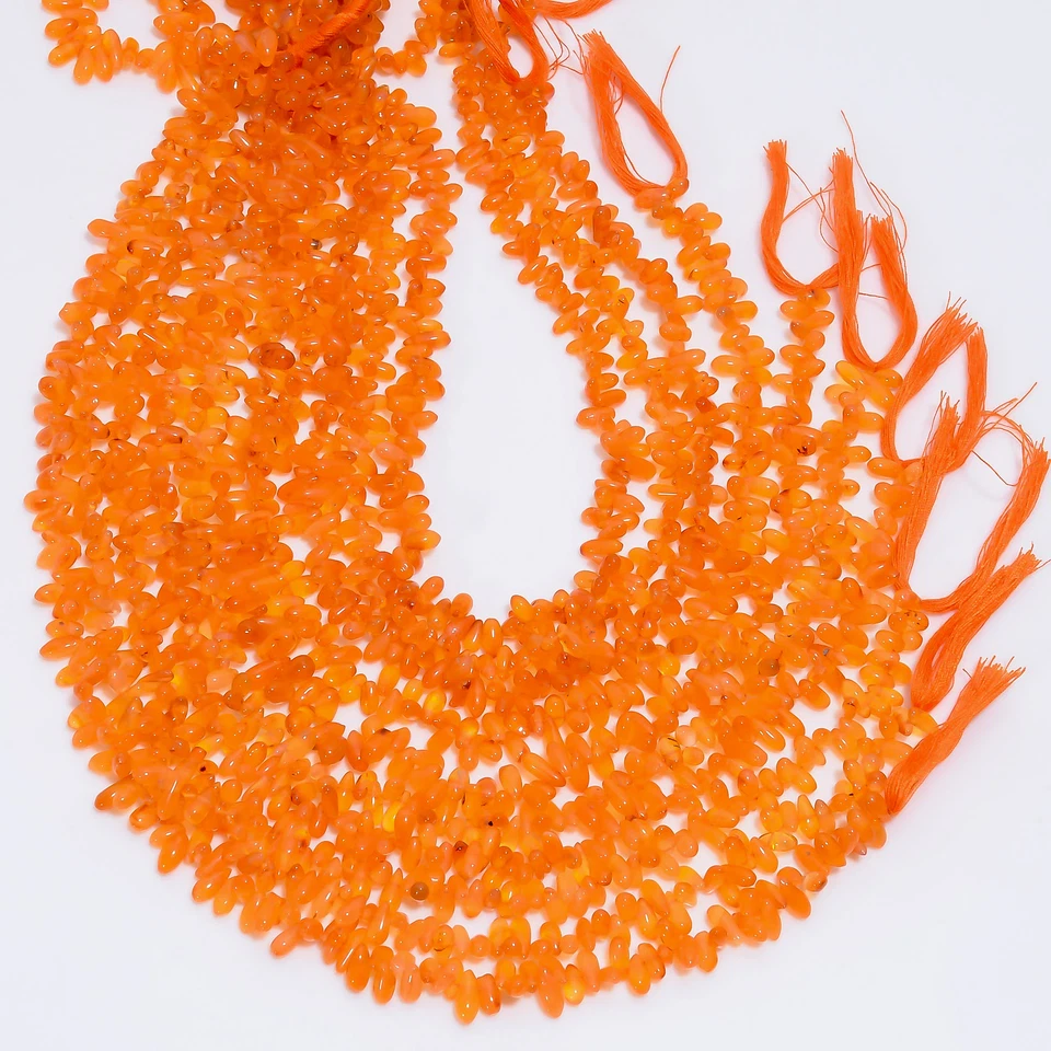 Natural Carnelian Gemstone Teardrop Smooth Beads 5X3 9X3 mm Strand 12.5" EB-845 - Image 3 of 4