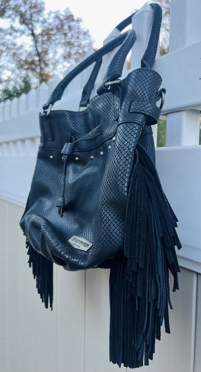 Harley-Davidson Women's Festival Fringe Drawstring Leather Purse