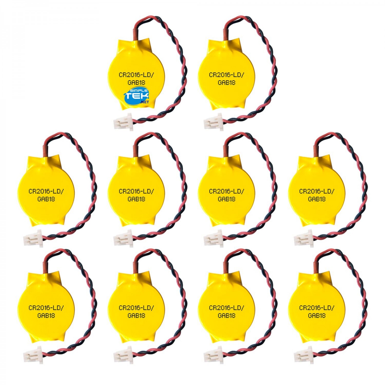 10 X Batterie Cr2016 3v Con Cavo 2 Pin Pila Bios Cmos Battery Connettore Compute