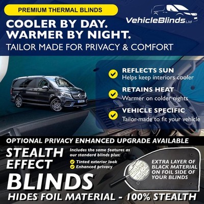 Für Mercedes V Klasse Compact Radstand (2014-jetzt) Mark 3 Thermo Rollos