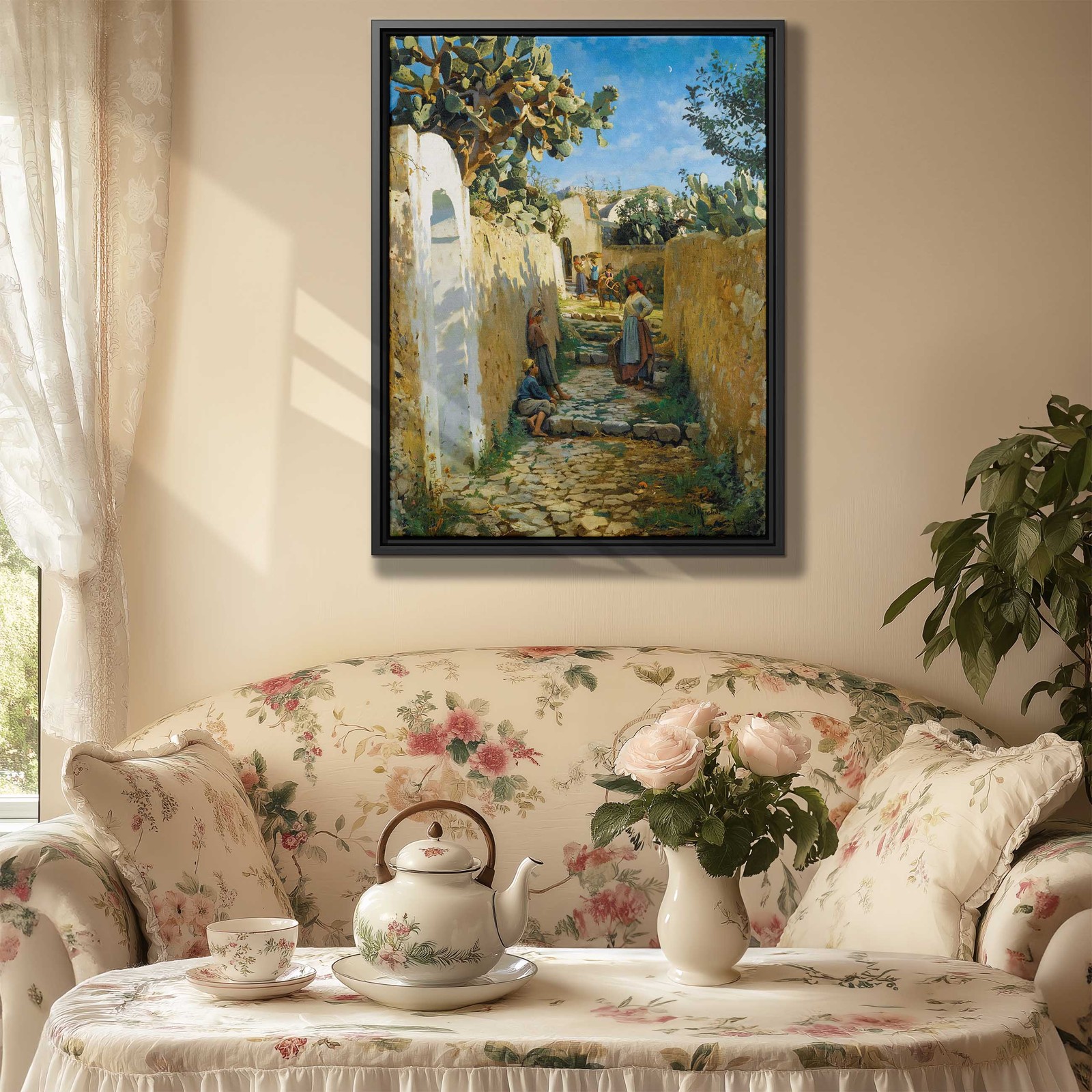 Rustic Pastoral Oil Painting Canvas Print Vintage Farmhouse Wall Art Decor