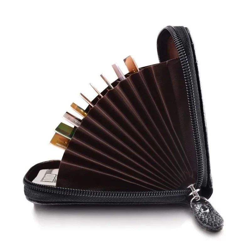 Cartera de cuero genuino con cierre RFID para hombres Portatarjetas de crédito Cartera con cremallera NUEVO Foto 2 de 4