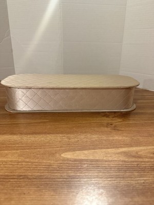 Satin Light Pink VTG Glove Handkerchief Quilted Vanity Storage Box 1940