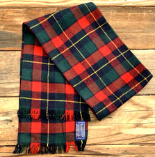 Vintage Pendleton Virgin Wool Red Tartan Plaid Scarf Fringe