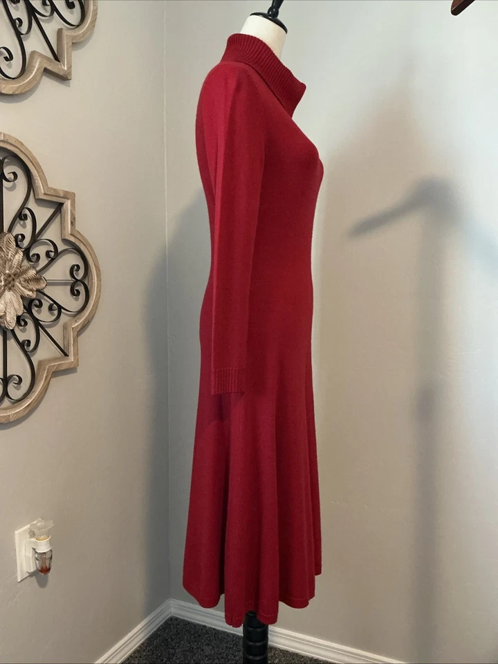 Vestido Suéter Lafayette 148 Rojo Sólido Lana Talla M Foto 4 de 4