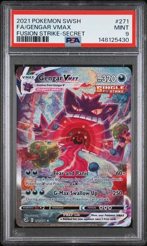 2021 POKEMON SWORD & SHIELD FUSION STRIKE SECRET #271 FULL ART/GENGAR VMAX PSA 9