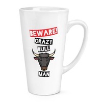 Beware VerrüCkte Bull Mann 483Ml Groß Latte Becher Tasse - Lustig Tiere
