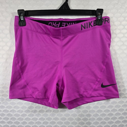 Nike Pro Dri-FIT Womens Athletic Compression Shorts Purple Magenta Size L