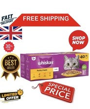 40 x 85g Whiskas  7+Adult Wet Cat 40 Food Pouches poultry in Jelly 6.32 per kilo