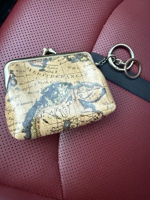 PATRICIA NASH Change Coin Purse & Keychain Kisslock Leather wallet Borse Keyfob 