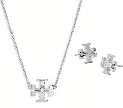 ***Tory Burch Silver Kira Necklace and Earring Set