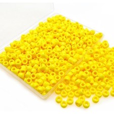 Amaney Yellow Pony Beads with Storage Box 6x9mm Acrylic Beads 500pcs f
