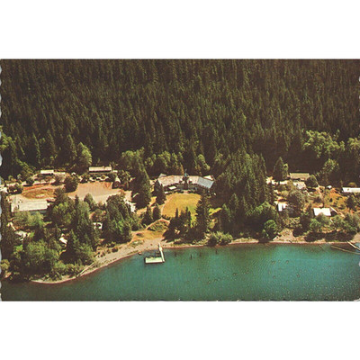 Postcard Washington Quinault Aerial View Quinault Lodge 6X4 Chrome Era