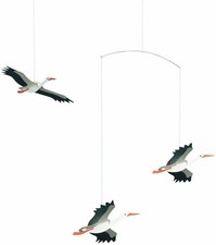 Danish Lucky Storks Hanging Mobile - 18 Inches - High Quality - Handmade In