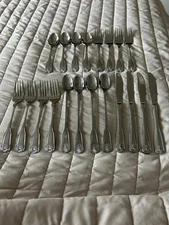 Forty Piece Set Four Place Settings Walco Utica Fanfare Stainless Steel Flatware