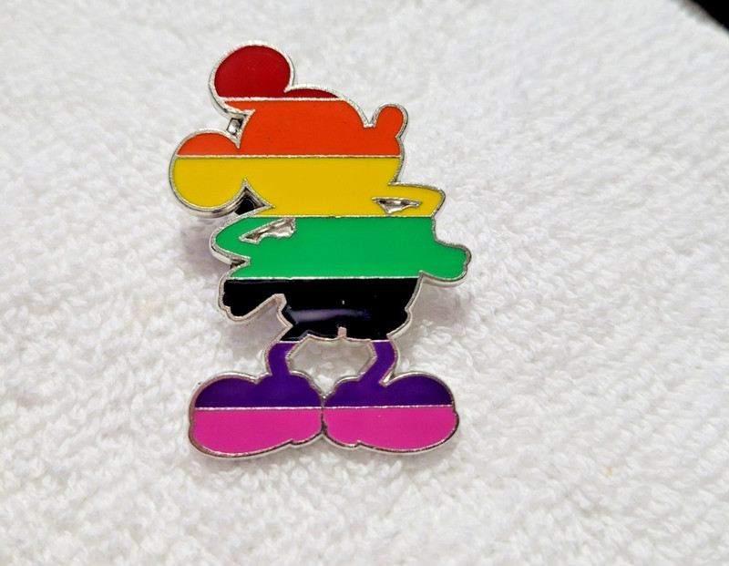 Mickey Mouse Rainbow Pride Silhouette Pin Disney Park Trading Pins LARGE