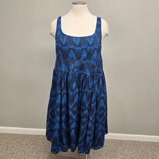 eShakti Midi Dress Plus Size 3X Custom Blue Black Fit & Flare Cocktails Party