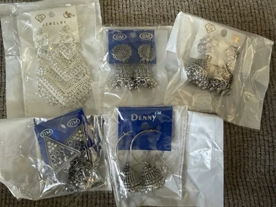 Lot #4. Denny Women’s Mixed Lot Earrings Set, Silver Tone Metal, 5 pcs - Image 1 of 3