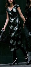 Dior Dress BRAND NEW Midi Black / Green / Cream Silk Floral Dress Sz 40, US 8